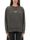 Moschino Relaxed Fit Cotton Sweatshirt With Front Logo In Gray