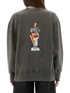 Moschino Relaxed Fit Cotton Sweatshirt With Front Logo In Gray