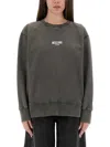 Moschino Relaxed Fit Cotton Sweatshirt With Front Logo In Black
