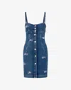 Moschino Symbols Charms Stretch Denim Dress In Blue Denim