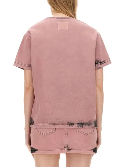 Moschino Jeans Pink Bleached T-shirt In 1181 Fantasia Rosa