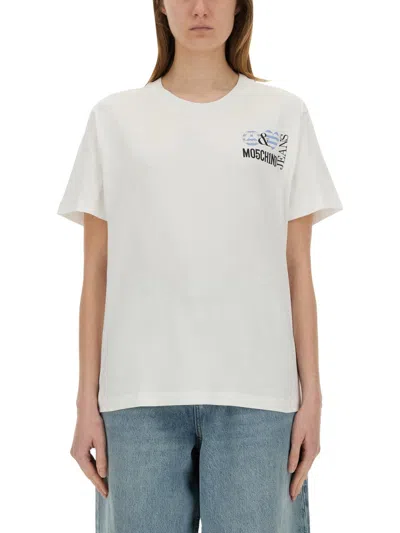 Moschino Jeans T Shirt With Print In White
