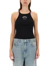 Moschino Jeans Tank Top With Logo In Black