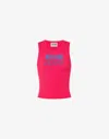 Moschino Logo-print Ribbed Tank Top In Fluo Pink