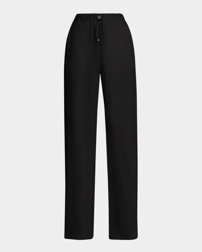 Moschino Jeans Technical Cotton Drawstring Palazzo Pants In Black