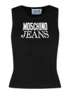 Moschino Jeans Logo Printed Knitted Tank Top In Black