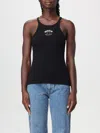 Moschino Jeans Cotton Blend Logo Tank Top In Black