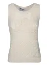 Moschino Jeans Mesh Top With Logo In Neutral