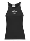 Moschino Jeans Cotton Blend Logo Tank Top In Black