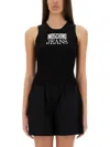 Moschino Slim-fit Sleeveless Top With Bold Logo In Black