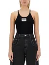 Moschino Logo-patch Ribbed-detailing Top. In Black
