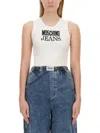 Moschino Wide Leg Cotton Jeans For Women In White