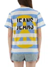 Moschino Striped Crew Neck Graphic Print Top