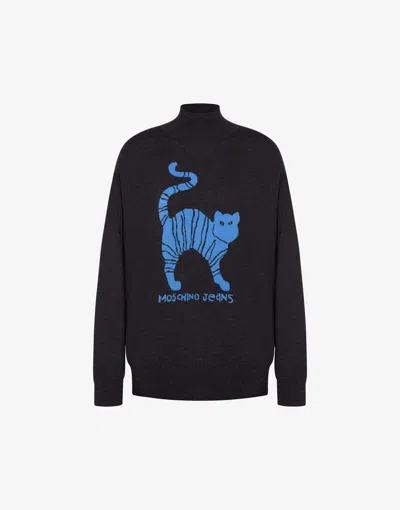 Moschino Jeans Intarsia Wool Jumper In Black