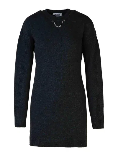 MOSCHINO DARK GREY WOOL BLEND DRESS