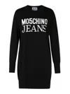 Moschino Jeans Logo Intarsia-knit Minidress In Negro
