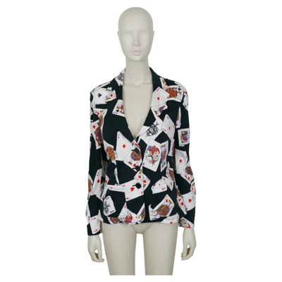 Pre-owned Moschino Jeans Vintage Playing Card Print Supple Blazer Us Size 12 In Gray