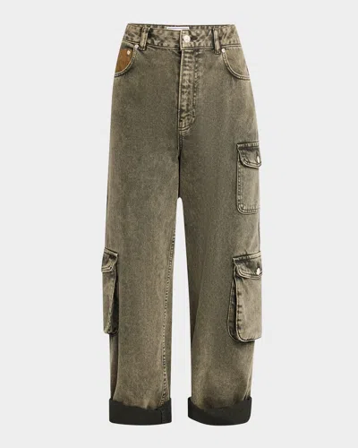 Moschino Jeans Vintage Washed Cargo Pants In Multi Grey