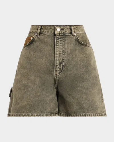 Moschino Jeans Vintage Washed Denim Workwear Shorts In Multi Grey