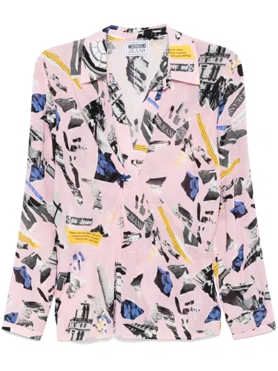 Moschino Jeans Viscose Top In Pink