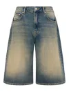 Moschino Jeans Whiskering-effect Denim Shorts In Blue