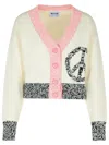 Moschino Jeans White Cotton Blend Cardigan In White
