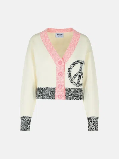 Moschino White Cotton Blend Cardigan