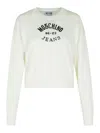 Moschino Jeans White Cotton Sweater In White