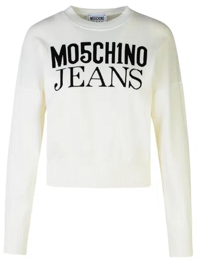 Moschino Jeans White Cotton Sweater
