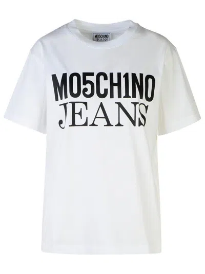 Moschino Jeans Jacquard-logo Knitted Mini Dress In White
