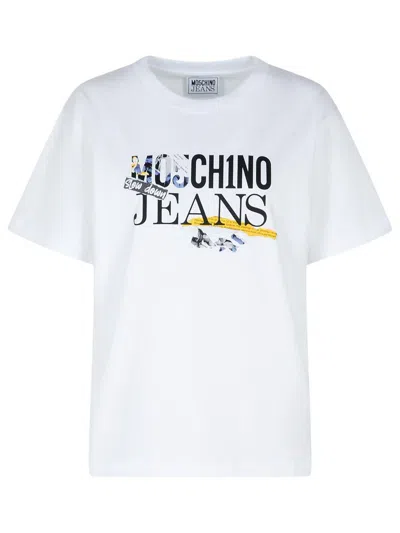 MOSCHINO JEANS MOSCHINO JEANS WHITE COTTON T-SHIRT
