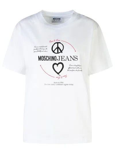 MOSCHINO JEANS MOSCHINO JEANS WHITE COTTON T-SHIRT