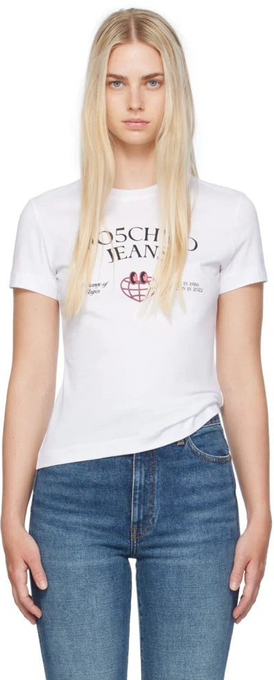 Moschino White Printed Shirt In 1001 Fantasia Bianco