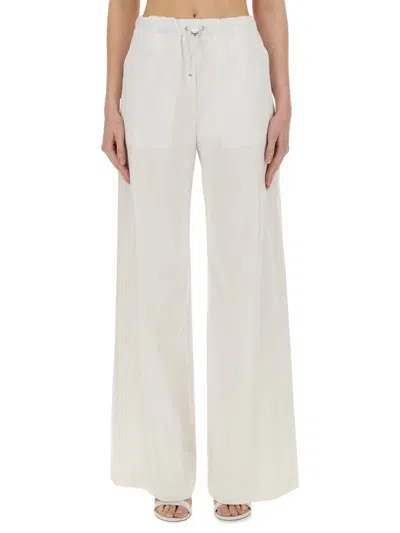 Moschino Wide Leg Cotton Trousers In White