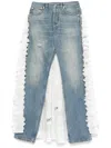 Moschino Ruffled Overlay Distressed Jeans In Blue