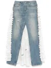 Moschino Ruffled Overlay Distressed Jeans In Blue