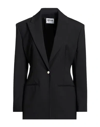 Moschino Jeans Woman Blazer Black Size 6 Polyester, Virgin Wool, Elastane
