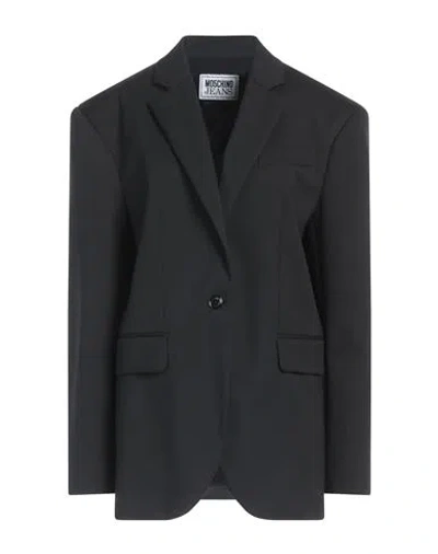 Moschino Jeans Woman Blazer Black Size 10 Polyester, Wool, Elastane In Black