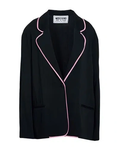 Moschino Jeans Woman Blazer Black Size 8 Acetate, Viscose, Elastane