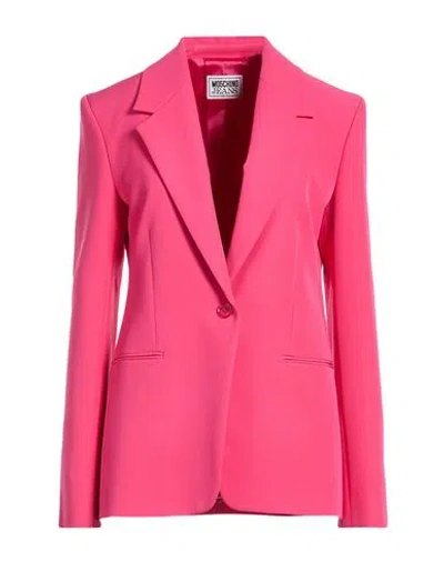 Moschino Jeans Woman Blazer Fuchsia Size 6 Polyester, Elastane In Pink