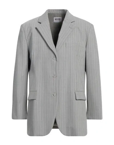 Moschino Jeans Woman Blazer Light Grey Size 4 Polyester, Virgin Wool, Elastane