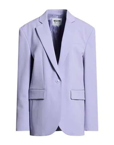 Moschino Jeans Woman Blazer Lilac Size 8 Polyester, Virgin Wool, Elastane In Purple