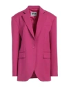 Moschino Jeans Woman Blazer Magenta Size 4 Polyester, Wool, Elastane In Magenta