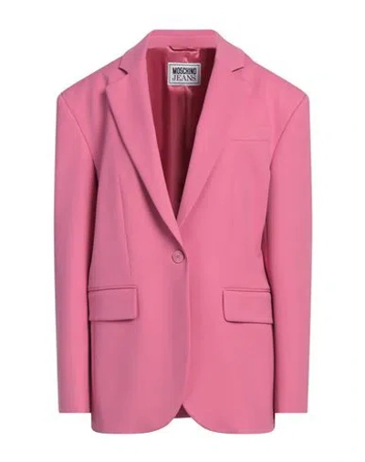 Moschino Jeans Woman Blazer Pink Size 4 Polyester, Virgin Wool, Elastane