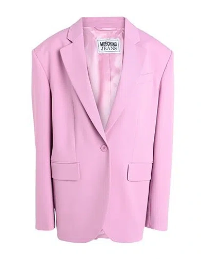 Moschino Jeans Woman Blazer Pink Size 6 Polyester, Virgin Wool, Elastane In Pink