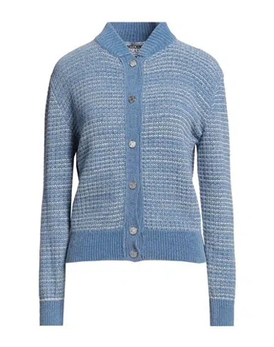 Moschino Jeans Woman Cardigan Pastel Blue Size S Viscose, Cotton, Wool, Virgin Wool, Cashmere