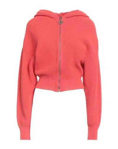 Moschino Jeans Woman Cardigan Tomato Red Size M Cotton, Polyamide In Pink
