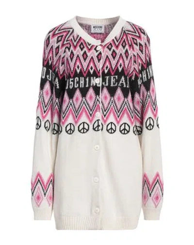 Moschino Jeans Woman Cardigan White Size L Polyamide, Viscose, Wool, Cashmere, Acrylic