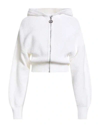 Moschino Jeans Woman Cardigan White Size S Cotton, Polyamide