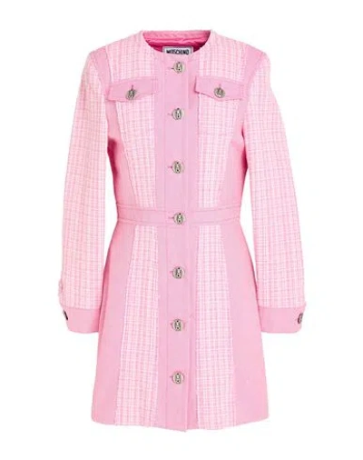 Moschino Jeans Woman Coat Pink Size 8 Cotton, Polyester, Viscose, Acrylic In Multi